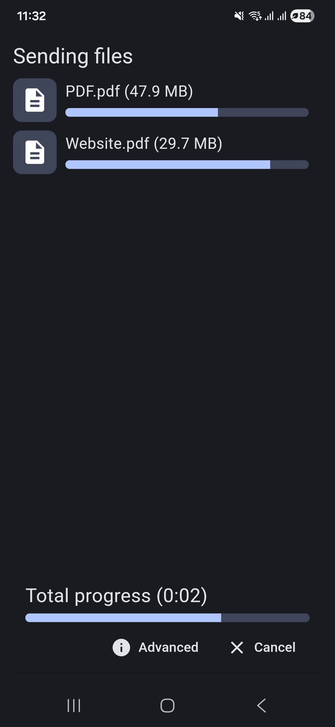 发送进度：逐文件进度与总进度
